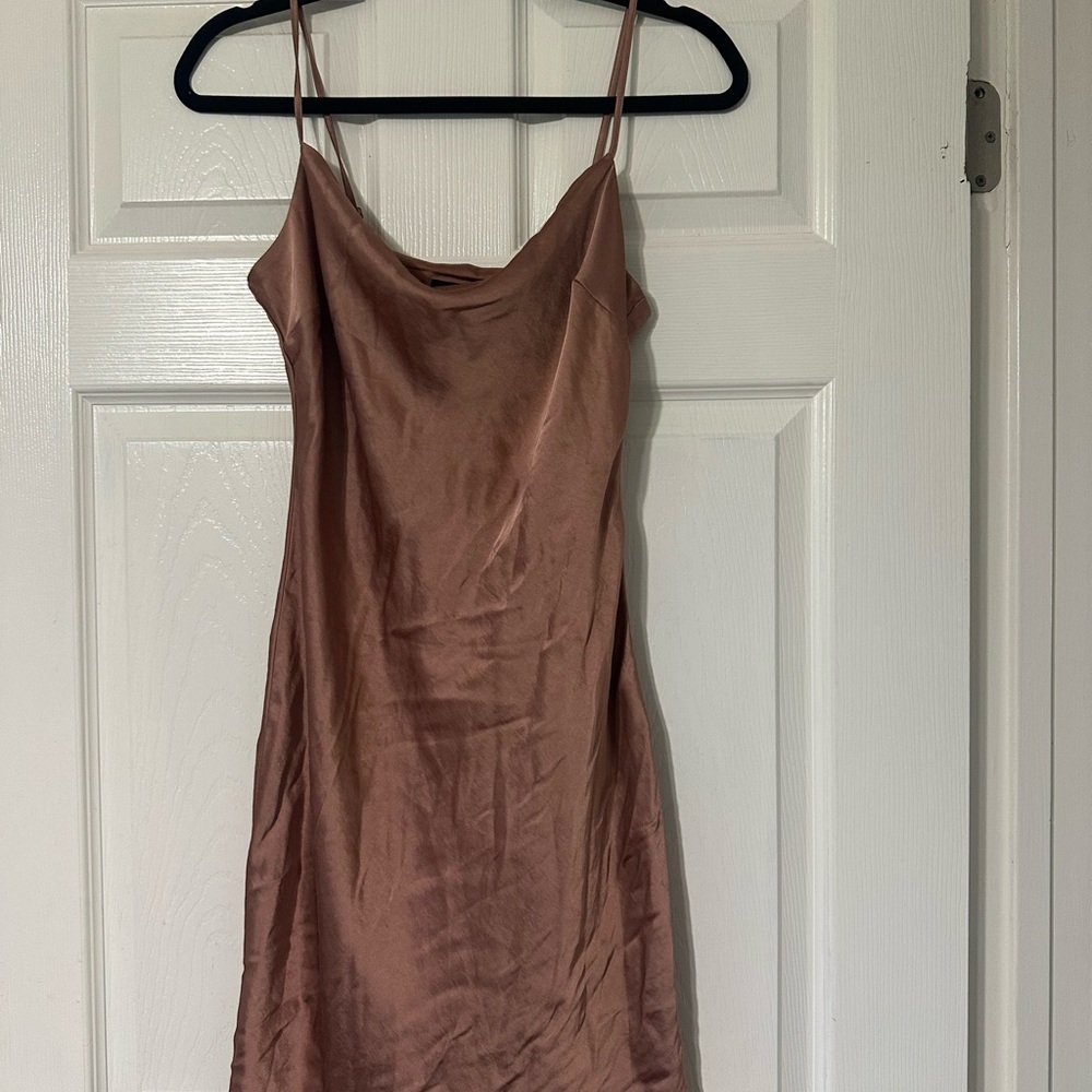 Express Satin Slip Dress in copper